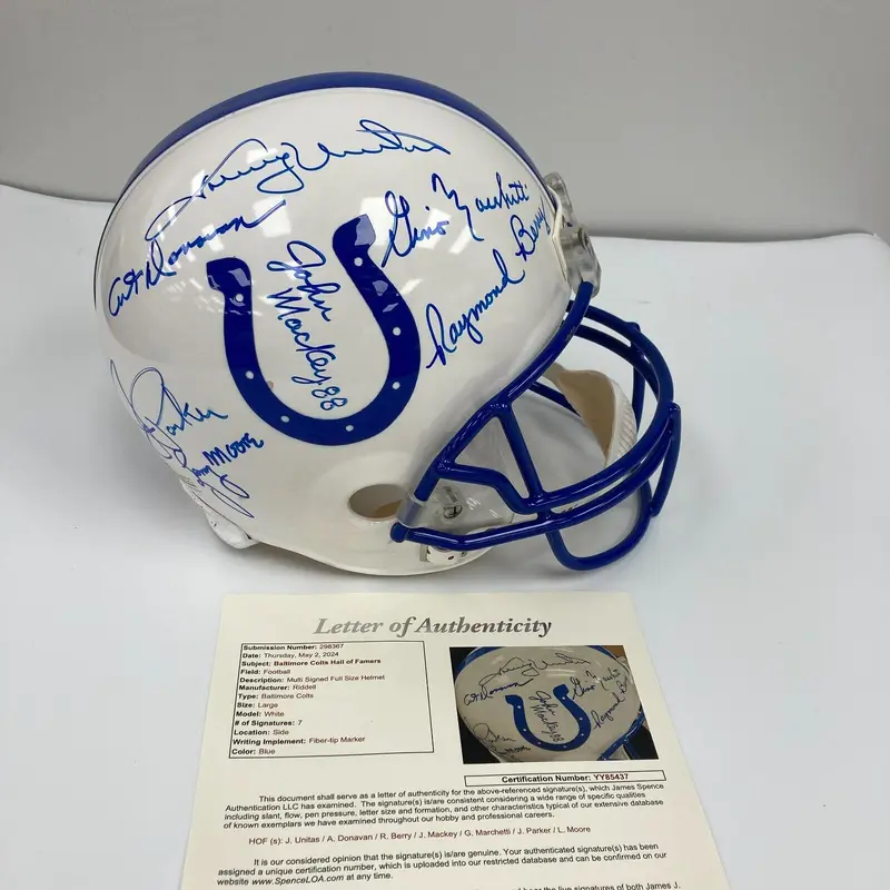 Johnny Unitas Baltimore Colts Hall of Fame Legends Signed Full Size Helmet JSA
