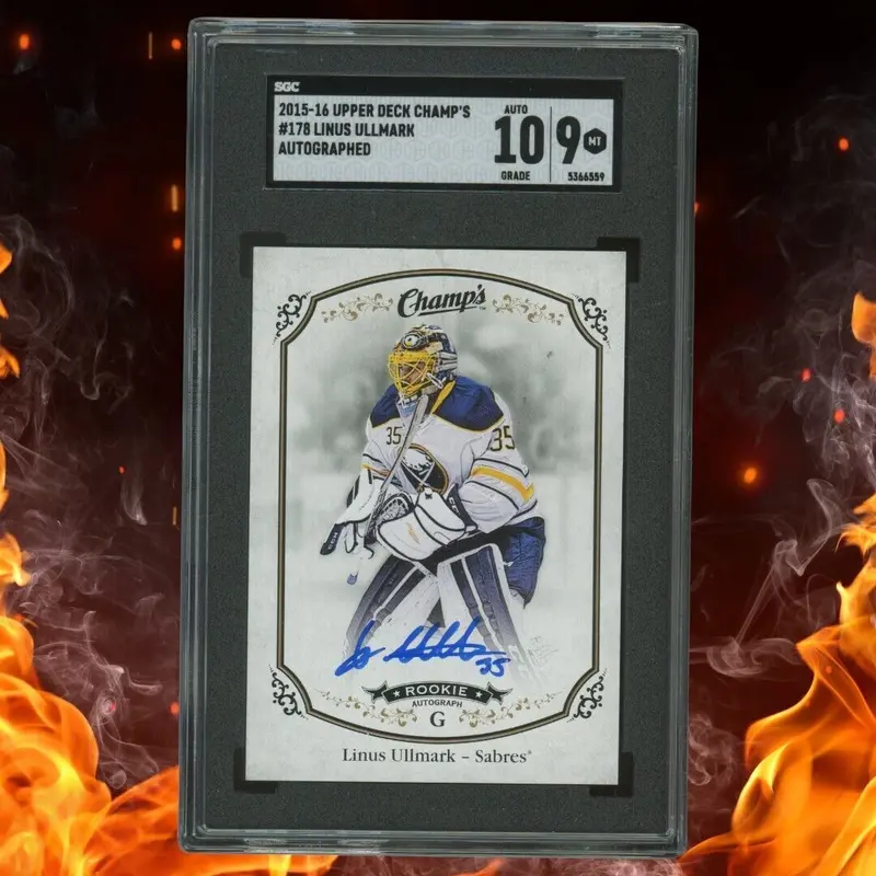 2015-16 Upper Deck Champ's LINUS ULLMARK Rookie Auto SGC 9 #178
