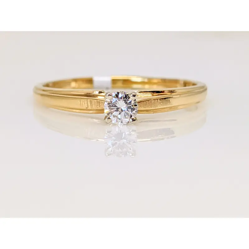14K .15 CARAT TOTAL SI2 G DIAMOND ROUND SOLITAIRE ESTATE RING 2.1 GRAMS