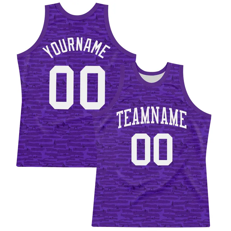 Custom Purple White Fragment Art Round Neck Sublimation Basketball Suit Jersey