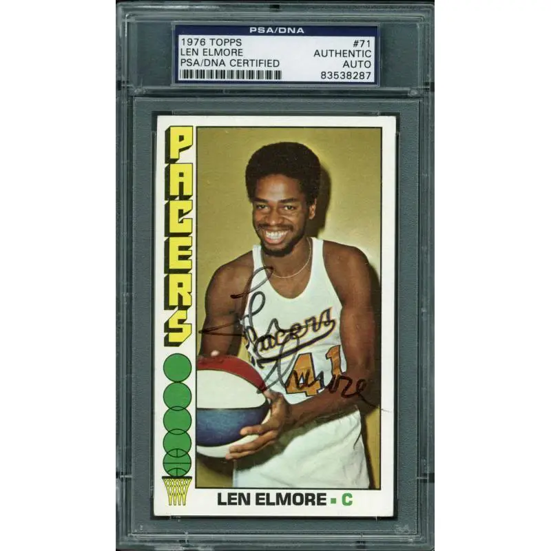 Pacers Len Elmore Authentic Signed Card 1976 Topps #71 PSA/DNA Slabbed