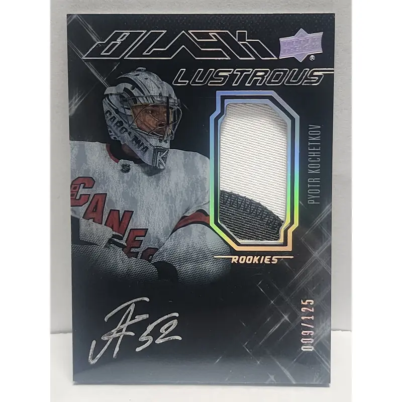 Pyotr Kochetkov 2022 Upper Deck SPX Black Lustrous Rookie Patch Auto #9/125