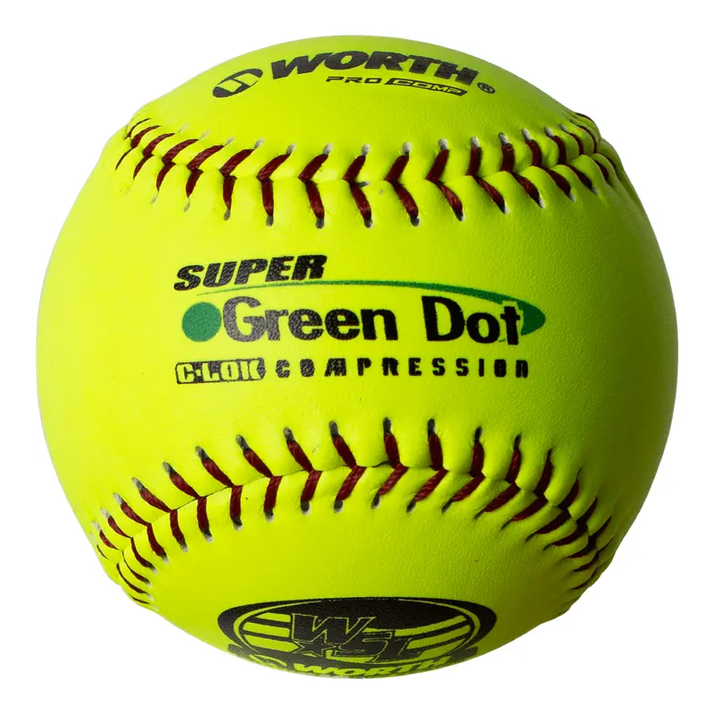 Worth Super Green Dot Syco 47/400 WSL 11" Slowpitch Softballs - YS11WSLC