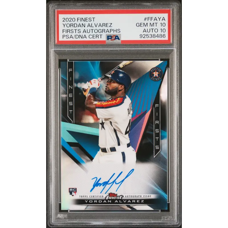 Yordan Alvarez 2020 Topps Finest Firsts Auto PSA 10 Auto 10