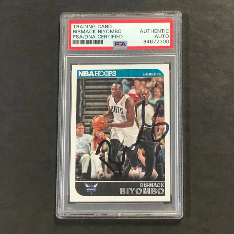 2014-15 NBA Hoops #243 Bismack Biyombo Signed Card AUTO PSA Slabbed Hornets