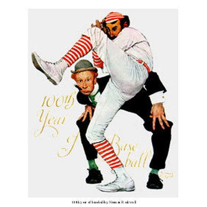 Classic Baseball Art "100th Year of Baseball" by Norman Rockwell - Curtis Publications