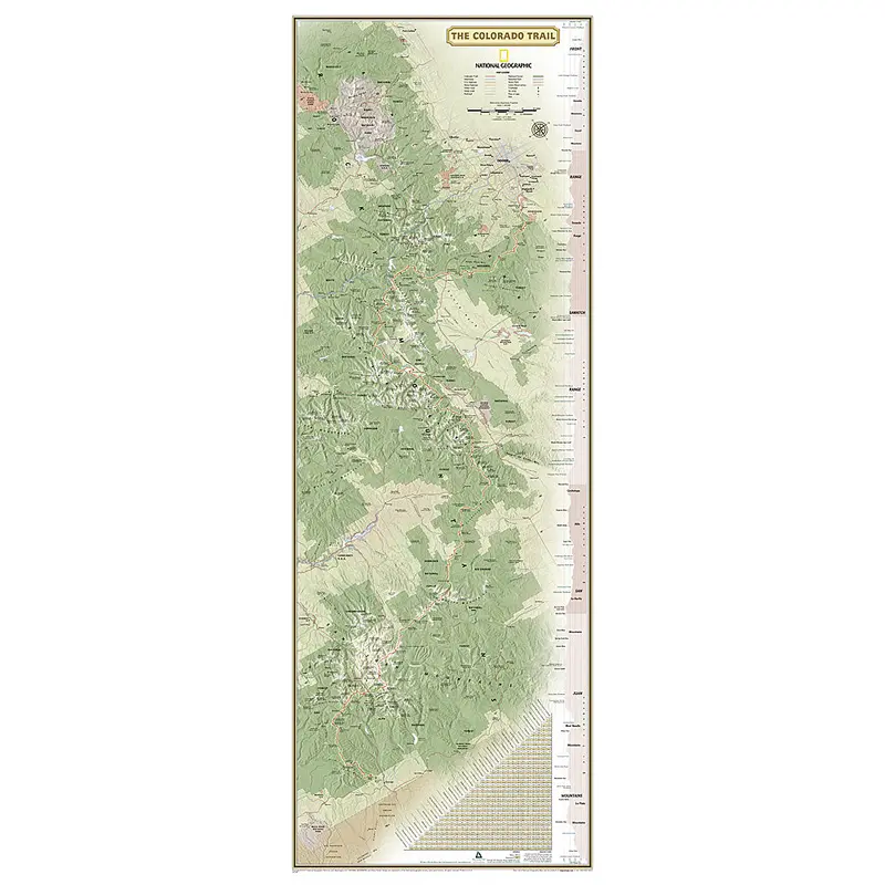 The Colorado Trail National Geographic 18x48 Hiking Wall Map Poster - NG Maps