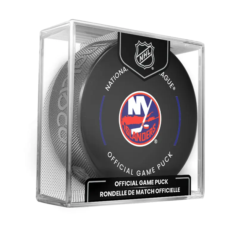 NHL New York Islanders Officially Licensed 2025-2026 Game Puck Design In Cube