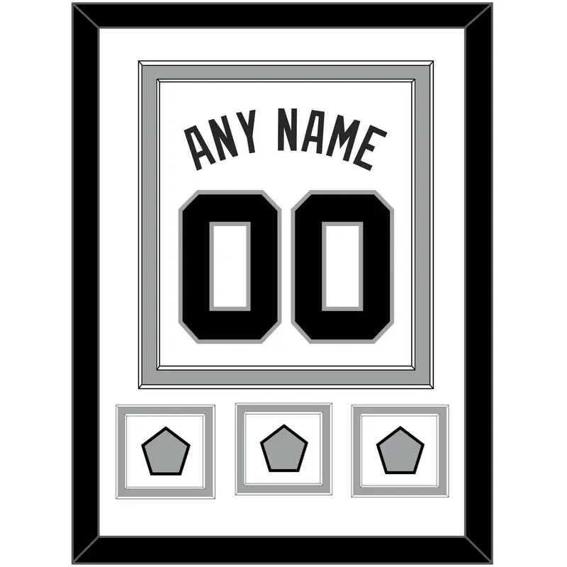 San Antonio Name & Numbers With 3 Finals Patches - Home White (1989-2002) - Double Mat 1