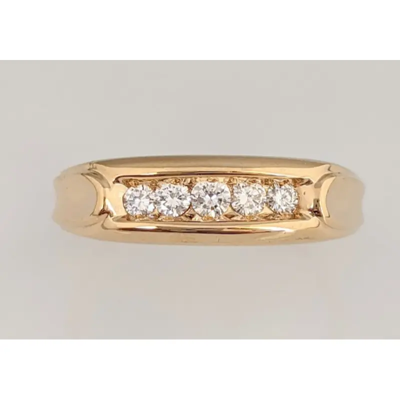14K .30 CARAT TOTAL WEIGHT SI2 H-I DIAMOND ROUND (5) CHANNEL SET ESTATE BAND 6.5 GRAMS