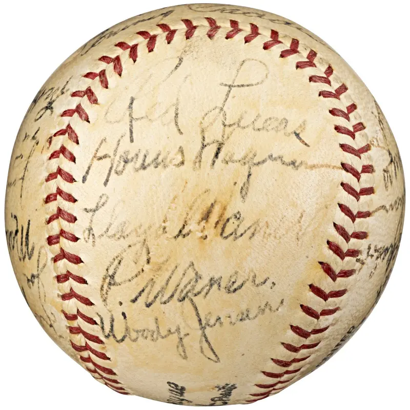 Honus Wagner Arky Vaughan Paul Waner Pie Traynor Signed Baseball PSA DNA & BAS