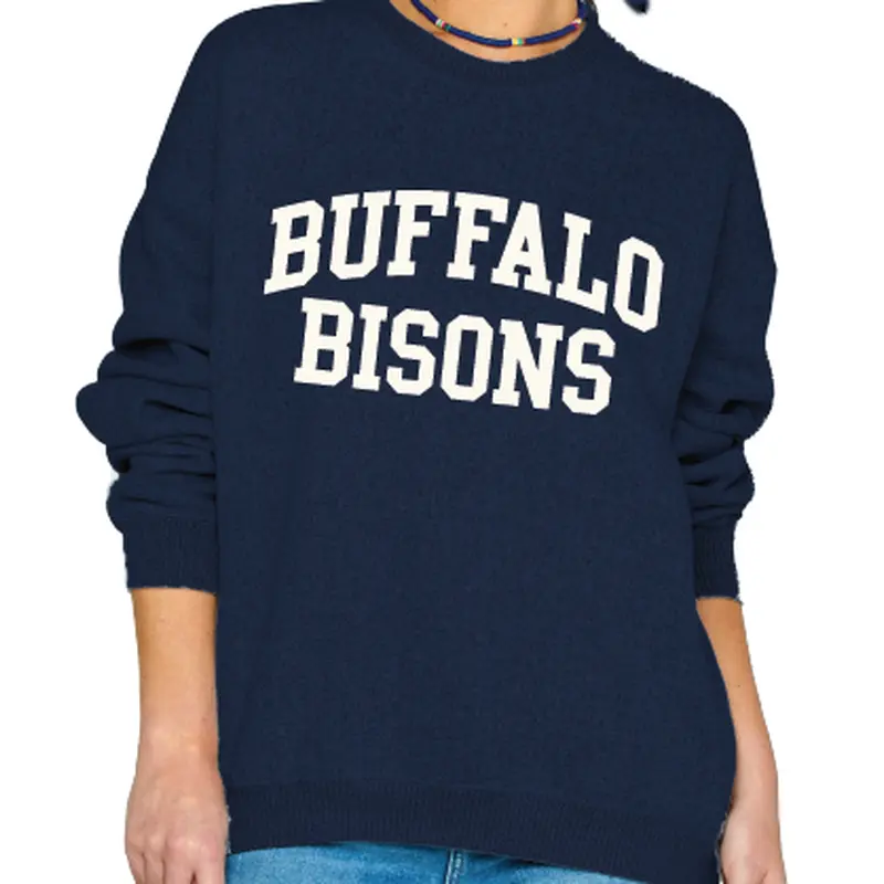 Buffalo Bisons Navy Nantucket Felt Fleece Crewneck