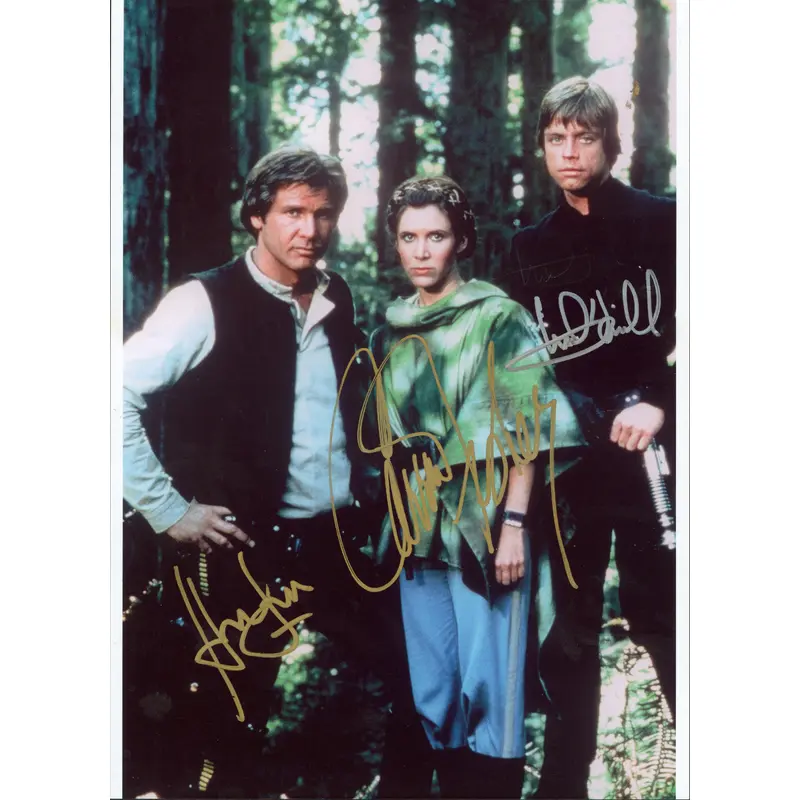 Star Wars (3) Ford, Hamill & Fisher  Authentic Signed 10x13.75 Photo BAS #A68431