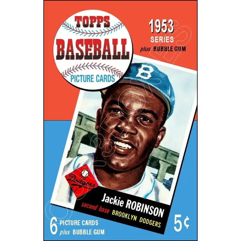 Jackie Robinson 1953 Topps Baseball Cards Store Counter Standup Sign - Dodgers - 1514