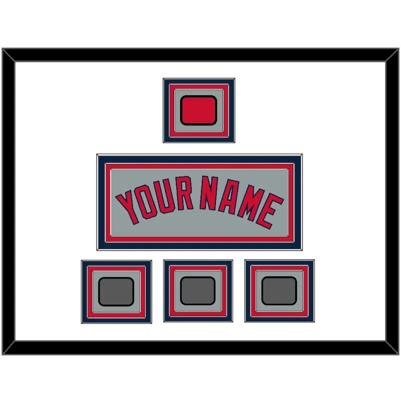 Boston Name, Logo Patch & Three World Series Champions Patches - Road Gray - Triple Mat 1