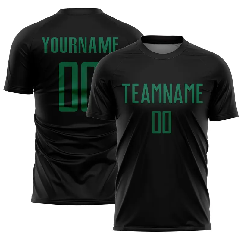 Custom Black Kelly Green Sublimation Soccer Uniform Jersey