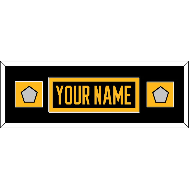 Pittsburgh Nameplate & 2 Stanley Cup Finals Patches - Road Black (1988-1992) - Single Mat 4