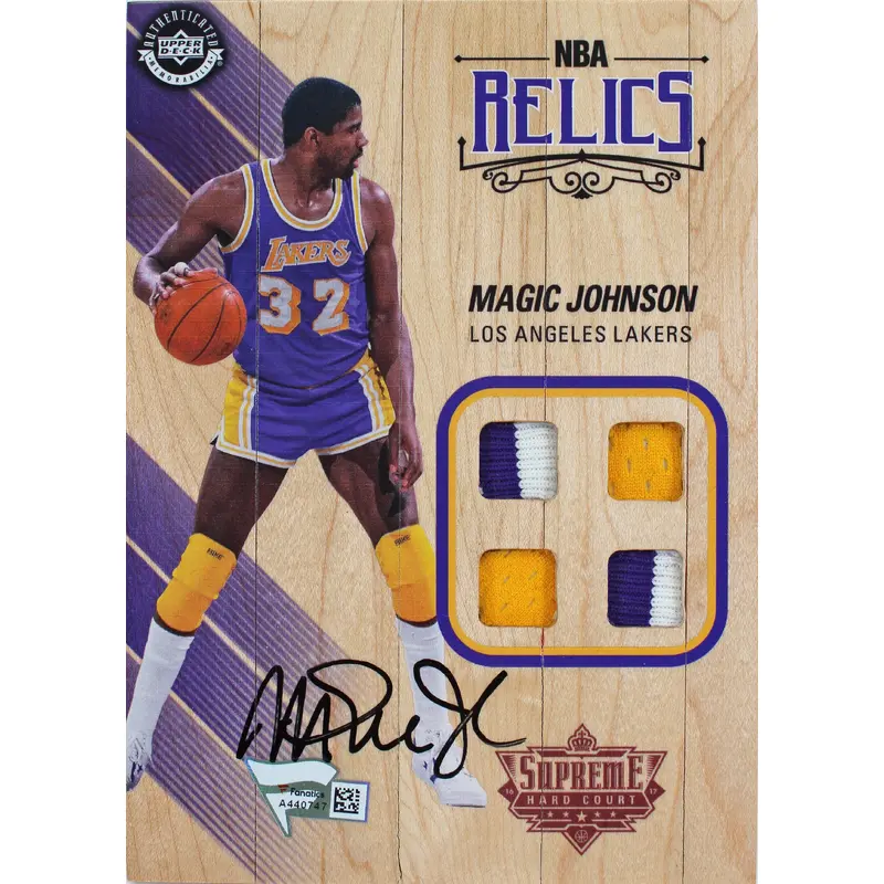 Lakers Magic Johnson Signed 5x7 Upper Deck Supreme Hard Court Card BAS #MJ09973