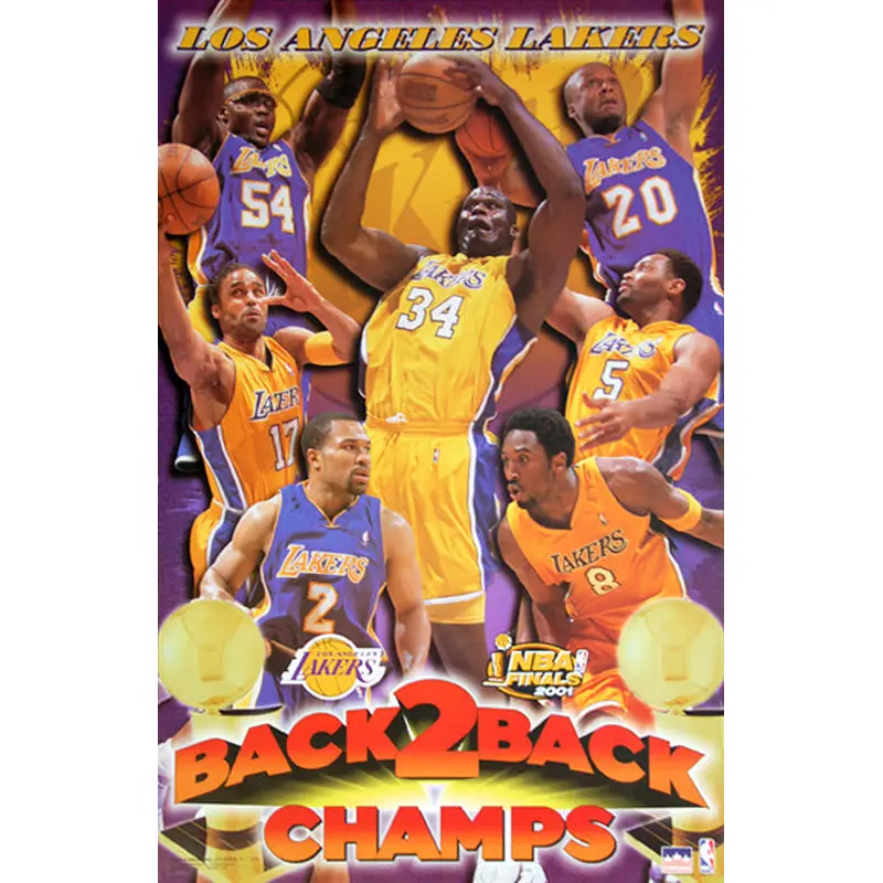 Los Angeles Lakers Back-2-Back NBA Champions 2001 Commemorative Poster - Starline Inc.