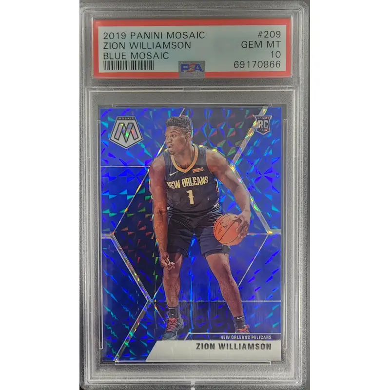 Zion Williamson 2019 Panini Mosaic #209 Blue Mosaic #36/99 PSA 10 Gem Mint