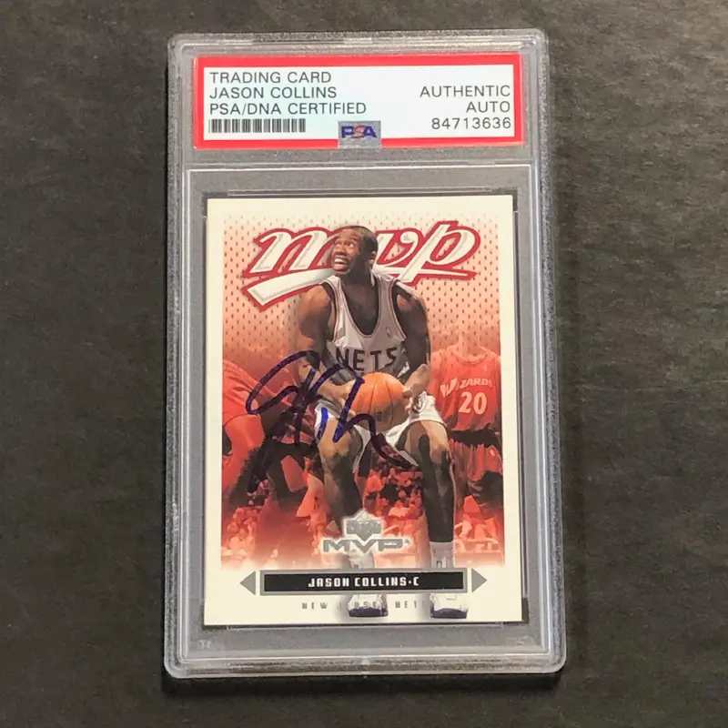 2003-04 Upper Deck MVP #109 Jason Collins Signed Card AUTO PSA Slabbed Nets