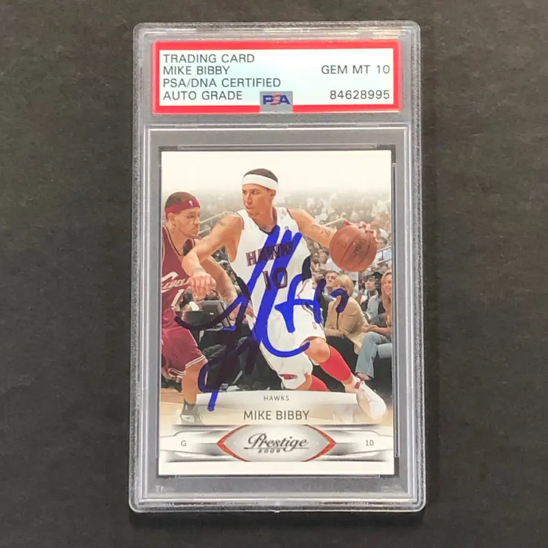 2009-10 Panini Prestige #3 Mike Bibby Signed Card AUTO GRADE 10 PSA Slabbed Hawks