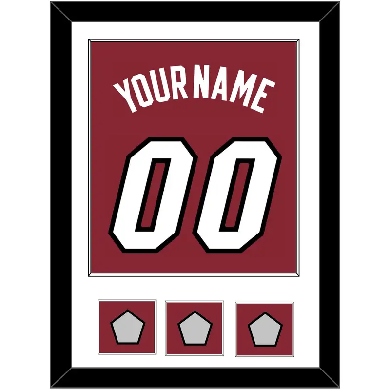 Miami Name & Number With 3 Finals Patches - Alternate Red (2009-2017) - Single Mat 1