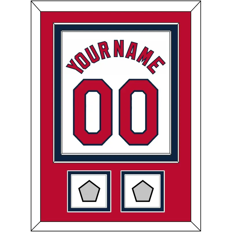 St. Louis Name, Number & 2 World Series Jersey Patches - Home White (2006-2012) - Double Mat 2