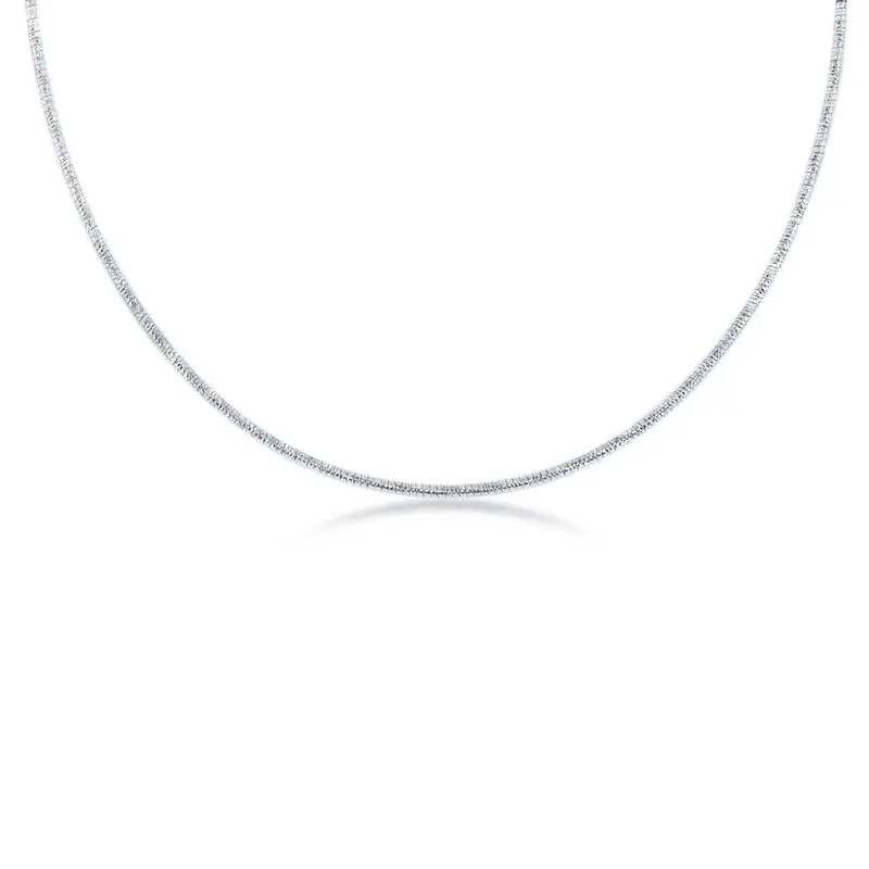 Sterling Silver 1.85MM Designed Round Omega - Rhodium Plated