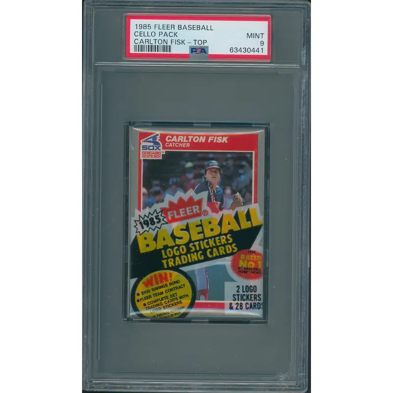1985 Fleer Baseball Unopened Cello Pack PSA 9 Carlton Fisk Top *0441
