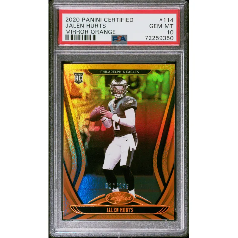 Jalen Hurts 2020 Panini Certified #114 Mirror Orange #12/199 PSA 10 Gem Mint