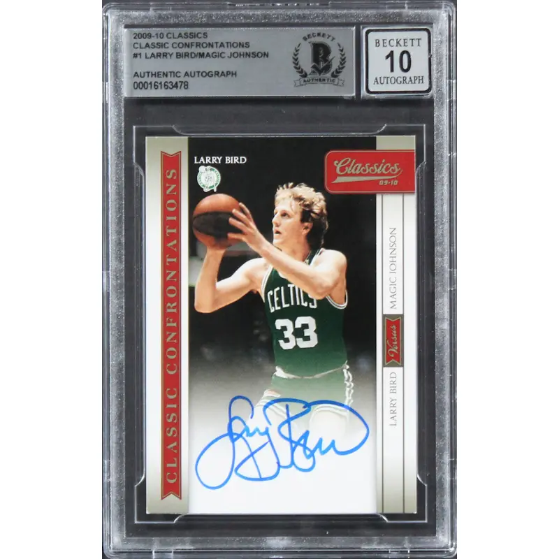 Larry Bird & Magic Johnson Signed 2009 Classics #1 Card Auto 10! BAS Slabbed