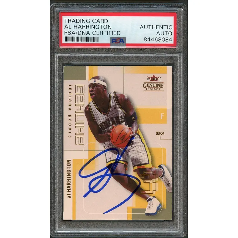 2003-04 Fleer Genuine #46 Al Harrington Signed Card AUTO PSA Slabbed Pacers