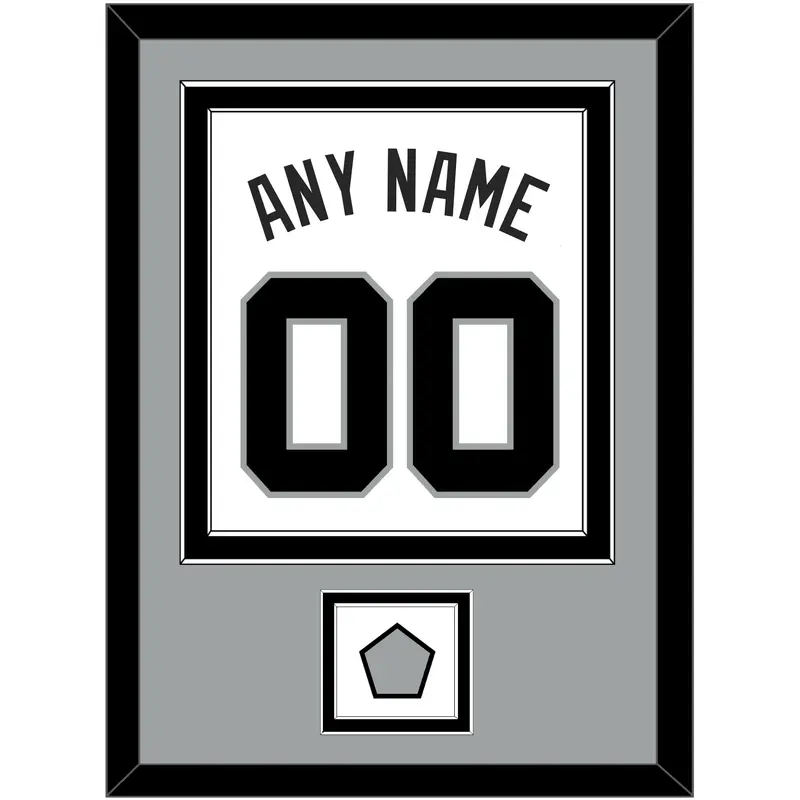 San Antonio Name & Numbers With Finals Patch - Home White (1989-2002) - Double Mat 4