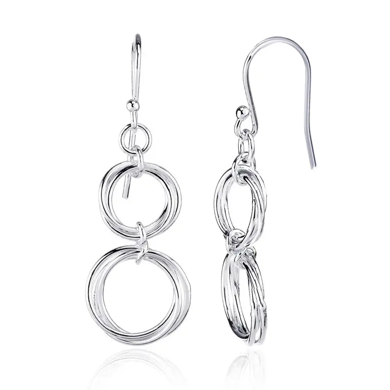 Sterling Silver Multi Open Circles Earrings