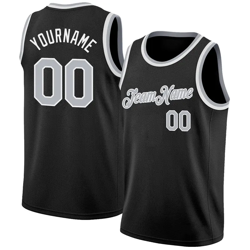 Custom Black Gray-White Authentic Basketball Jersey