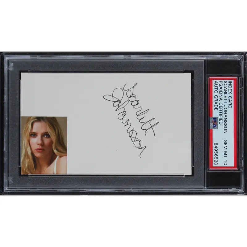 Scarlett Johansson Black Widow Signed 3x5 Index Card Auto 10! PSA/DNA Slabbed