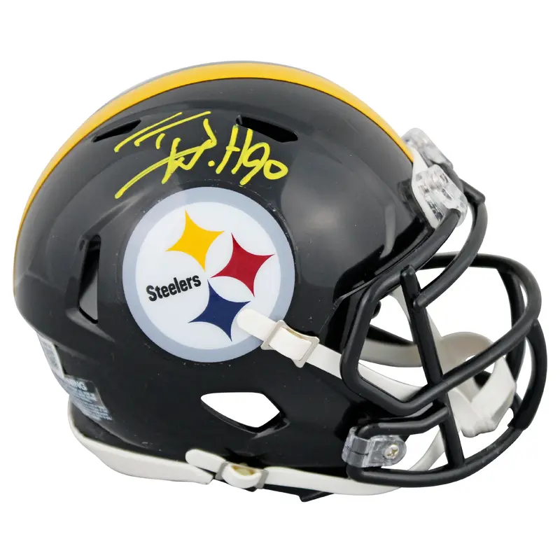 Steelers T.J. Watt Authentic Signed Black Speed Mini Helmet BAS Wit #1W867463