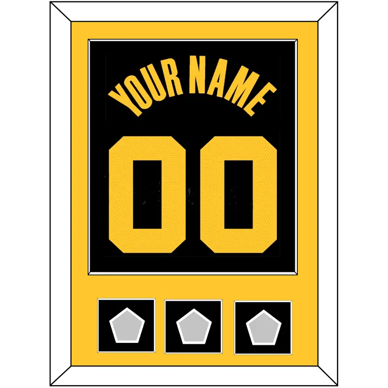 Golden State Name & Number With 3 Finals Patches - Black City (2021-2022) - Single Mat 3