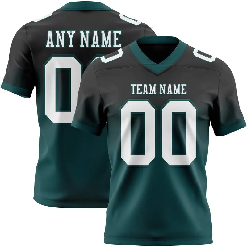 Custom Black White-Midnight Green Mesh Authentic Fade Fashion Football Jersey