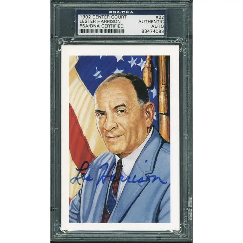 Lester Les Harrison Signed 3.5X5.5 1992 Center Court 22 Postcard PSA/DNA Slabbed