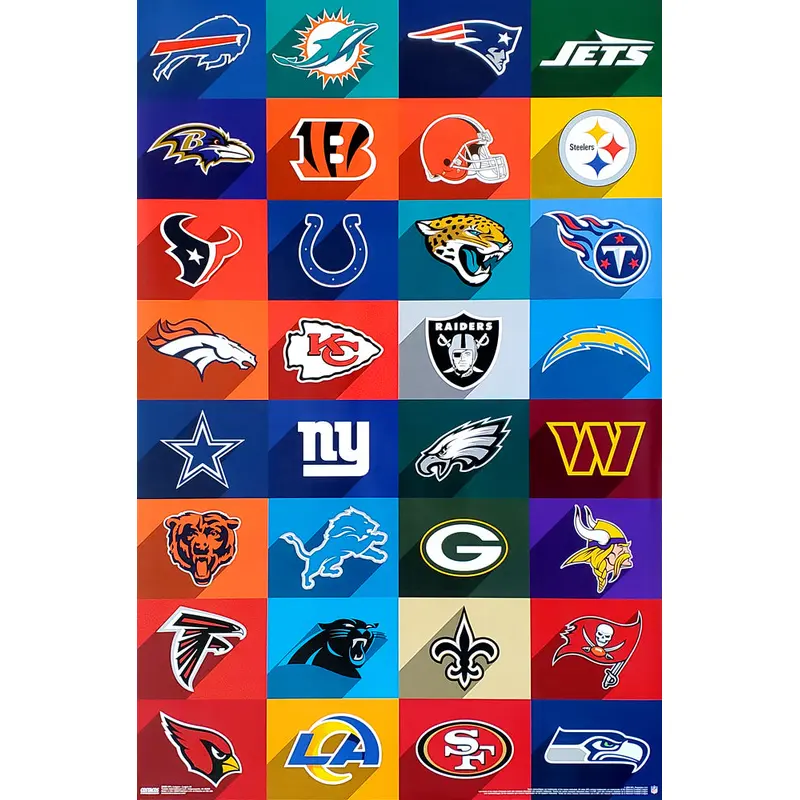 NFL FOOTBALL LOGOS All 32 Teams Official NFL Wall Poster - Costacos Sports