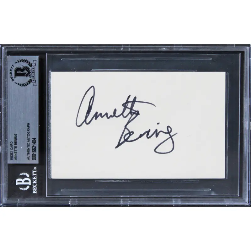 Annette Bening American Beauty Authentic Signed 3x5 Index Card BAS Slabbed