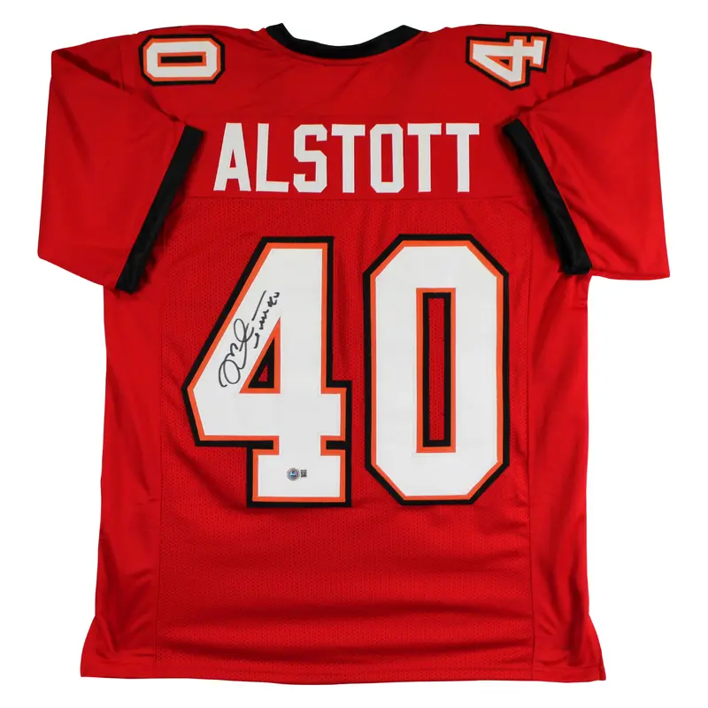 Mike Alstott Authentic Signed Red Pro Style Jersey Autographed BAS Witnessed 2