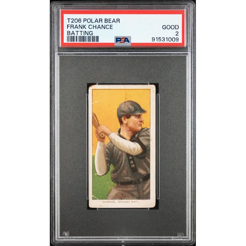 Frank Chance Batting 1909-11 T206 Polar Bear PSA 2 Good