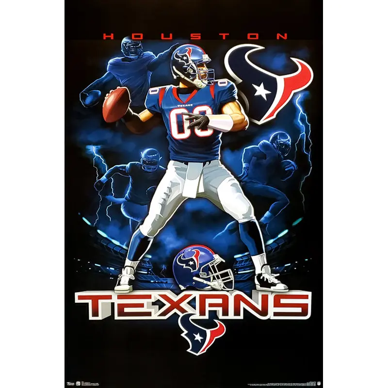 Houston Texans "On Fire" NFL QB Action Theme Art Poster - Costacos Sports