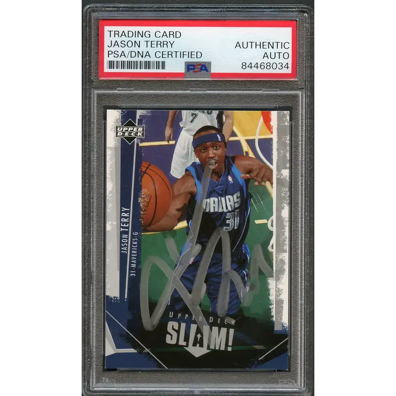 2005-06 Upper Deck Slam #17 Jason Terry Signed Card AUTO PSA Slabbed Mavericks
