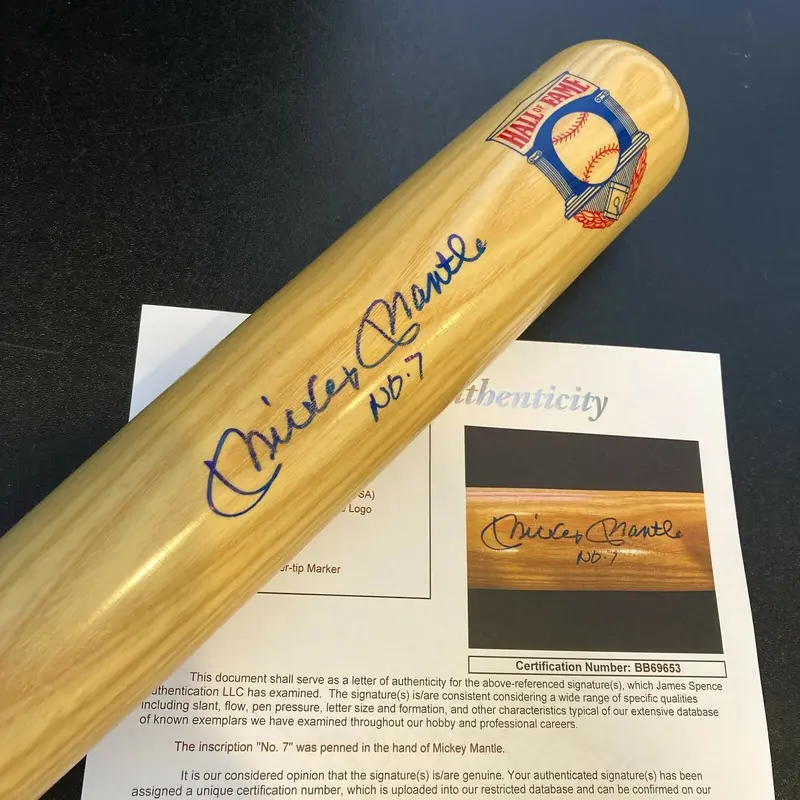 Mickey Mantle No. 7 Signed Autographed Cooperstown Hall Of Fame Bat JSA COA RARE