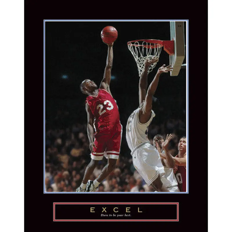 Basketball "Excel" Michael Jordan-Style Motivational Poster - Front Line