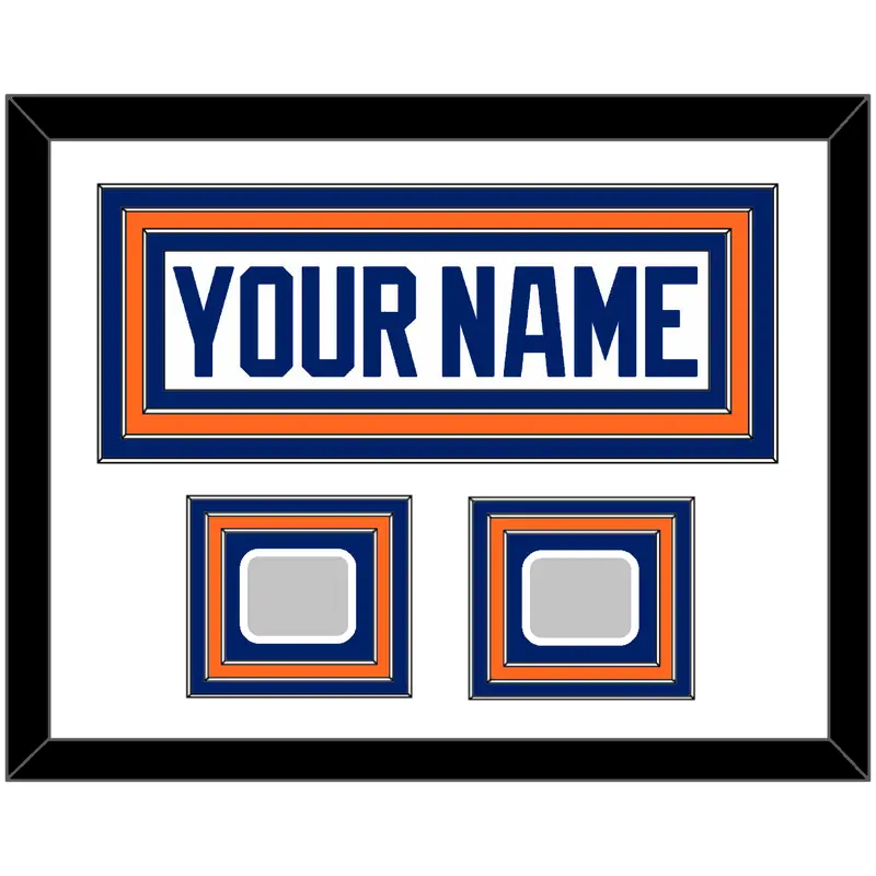 Edmonton Nameplate & 2 Stanley Cup Champions Patches - Home White (1981-1994) - Triple Mat 2